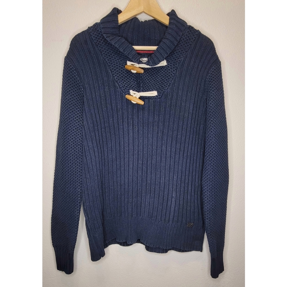 Vintage Kangol Shawl Collar Knit Sweater w/Wood & Rope Toggle Buttons - Mens Med